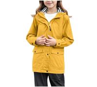 Girls Raincoat Kids Waterproof Jacket Long Sleeve Windproof Softshell Hooded Lightweight Breathable Zip Up Hoodies Outdoor Windbreaker Parka Casual Autumn Outerwear