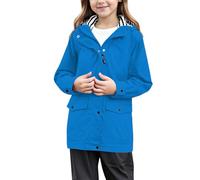 Girls Raincoat Kids Waterproof Jacket Long Sleeve Windproof Softshell Hooded Lightweight Breathable Zip Up Hoodies Outdoor Windbreaker Parka Casual Autumn Outerwear