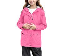 Girls Raincoat Kids Waterproof Jacket Long Sleeve Windproof Softshell Hooded Lightweight Breathable Zip Up Hoodies Outdoor Windbreaker Parka Casual Autumn Outerwear