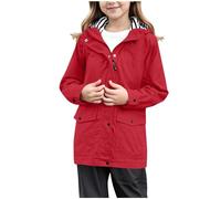 Girls Raincoat Kids Waterproof Jacket Long Sleeve Windproof Softshell Hooded Lightweight Breathable Zip Up Hoodies Outdoor Windbreaker Parka Casual Autumn Outerwear