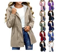 Girls Raincoat Windproof Drawstring Waist Kids Waterproof Jacket with Hood | Zipper Button rain jacket with Pockets Casual Lightweight waterproof coat for Rainy Day School Walking Travel