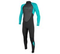 O'Neill Wetsuits Girls' Reactor II Back Zip Full Wetsuit, Black/Light Aqua, Size 8
