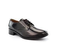 Girls Real Leather Cadet Shoes - Womens Work Shoes, All Black, 5 UK