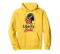 Girls Red White Blue Liberty Belle Patriotic Stars Pullover Hoodie, Adult Unisex, Lemon, M