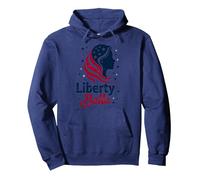 Girls Red White Blue Liberty Belle Patriotic Stars Pullover Hoodie, Adult Unisex, Navy, L