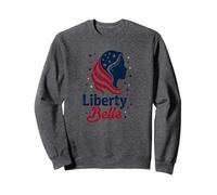 Girls Red White Blue Liberty Belle Patriotic Stars Sweatshirt, Adult Unisex, Dark Heather Grey, L