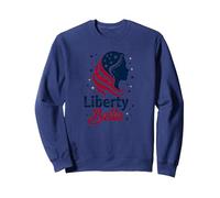 Girls Red White Blue Liberty Belle Patriotic Stars Sweatshirt, Adult Unisex, Navy, L