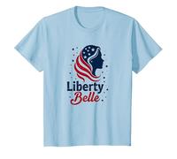 Girls Red White Blue Liberty Belle Patriotic Stars T-Shirt, Kids, Baby Blue, 3 Years