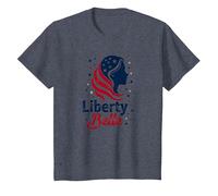 Girls Red White Blue Liberty Belle Patriotic Stars T-Shirt, Kids, Heather Blue, 4 Years