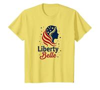 Girls Red White Blue Liberty Belle Patriotic Stars T-Shirt, Kids, Lemon, 4 Years