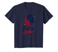 Girls Red White Blue Liberty Belle Patriotic Stars T-Shirt, Kids, Navy, 6 Years