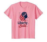 Girls Red White Blue Liberty Belle Patriotic Stars T-Shirt, Kids, Pink, 2 Years