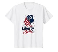 Girls Red White Blue Liberty Belle Patriotic Stars T-Shirt, Kids, White, 8 Years