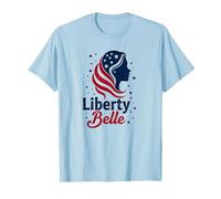 Girls Red White Blue Liberty Belle Patriotic Stars T-Shirt, Men, Baby Blue, S