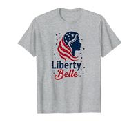 Girls Red White Blue Liberty Belle Patriotic Stars T-Shirt, Men, Heather Grey, L