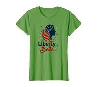 Girls Red White Blue Liberty Belle Patriotic Stars T-Shirt, Women, Grass, XXL