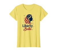 Girls Red White Blue Liberty Belle Patriotic Stars T-Shirt, Women, Lemon, M