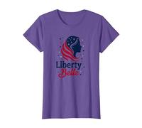 Girls Red White Blue Liberty Belle Patriotic Stars T-Shirt, Women, Purple Heather, XXL