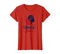 Girls Red White Blue Liberty Belle Patriotic Stars T-Shirt, Women, Red, XL