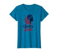 Girls Red White Blue Liberty Belle Patriotic Stars T-Shirt, Women, Sapphire, XL