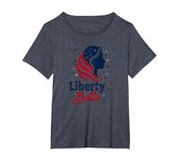 Girls Red White Blue Liberty Belle Patriotic Stars T-Shirt, Women's Plus, Heather Blue, 4X