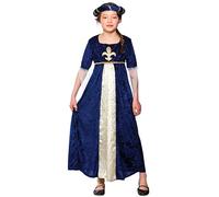 Girls Regal Tudor Princess Blue Dress Costume Fancy Dress 11-13 years