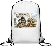 Girls Relaxing on Beach Scene Gym Sack Casual Drawstring Bag White