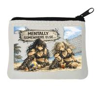 Girls Relaxing on Beach Scene Neoprene Coin Purse Pouch 10x11cm White