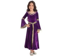 Girls Renaissance Dress Long Bell Sleeve Vintage Purple Soft Polyester Girls Medieval Dress for Stage Performance, 130cm Medieval for