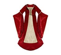 Girls Renaissance Maiden Costume Velvet Red Dress Princess Halloween Medieval Long Maxi Dress Kids Elegant B ll Gown (Red, 7-8 Years)