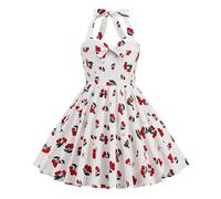 Girls Retro 50s Dress Summer Sleeveless Halter Swing Dress Halterneck Polka Dot Sleeveless A-line Rockabilly Swing Dress Flower Girl Bridesmaid Wedding Party Birthday Communion Evening Prom Dresses