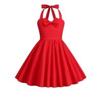 Girls Retro 50s Dress Summer Sleeveless Halter Swing Dress Halterneck Polka Dot Sleeveless A-line Rockabilly Swing Dress Flower Girl Bridesmaid Wedding Party Birthday Communion Evening Prom Dresses