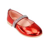 Girls Rhinestone Strap Patent Mary Jane Red Shoes for Weddings and Special Occasions - Perfect for Little Princesses UK Youth 2.5
