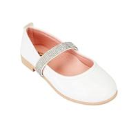 Girls Rhinestone Strap Patent Mary Jane White Shoes for Weddings and Special Occasions - Perfect for Little Princesses UK Child 10