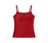 Girls Ribbed Cami Top Kids Stretchy Spaghetti Straps Vest Square Neck Sleeveless Crop Tank Tops Casual Summer Camisole Basic Layering Shirt Soft Comfortable for Children Teen 4-16 Years Red