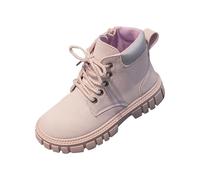 Girls Riding Boots Lace Up Faux Leather Booties Kids Cowboy Boots with Inner Height Shoes Zip-up Short Boot British Style Mountaineering Boot Non-Slip Durable Shoes for School Outdoor