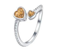 Girls Ring 925 Sterling Birthstone Rings For Women Adjustable Open Heart Ring Constellation Month For Birthday Jewelry Rings Acrylic (K, A)