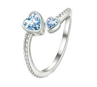Girls Ring 925 Sterling Birthstone Rings For Women Adjustable Open Heart Ring Constellation Month For Birthday Jewelry Rings for Little Girls Age 4 (C, A)