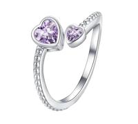 Girls Ring 925 Sterling Birthstone Rings For Women Adjustable Open Heart Ring Constellation Month For Birthday Jewelry Rings for Little Girls Age 4 (F, A)