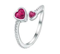 Girls Ring 925 Sterling Birthstone Rings For Women Adjustable Open Heart Ring Constellation Month For Birthday Jewelry Rings for Little Girls Age 4 (G, A)