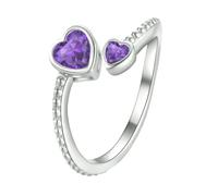 Girls Ring 925 Sterling Birthstone Rings For Women Adjustable Open Heart Ring Constellation Month For Birthday Jewelry Rings Acrylic (B, A)