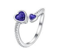 Girls Ring 925 Sterling Birthstone Rings For Women Adjustable Open Heart Ring Constellation Month For Birthday Jewelry Rings Acrylic (I, A)