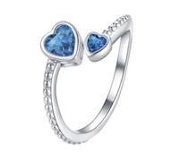 Girls Ring 925 Sterling Birthstone Rings For Women Adjustable Open Heart Ring Constellation Month For Birthday Jewelry Rings for Little Girls Age 4 (L, A)