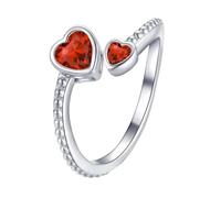 Girls Ring 925 Sterling Birthstone Rings For Women Adjustable Open Heart Ring Month For Birthday Jewelry How to Size Your Finger for A Ring (A, A)