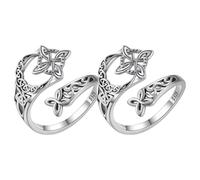 Girls Rings - 2 Pcs Witch Knot Adjustable Ring | Vintage Bohemian Gothic Open Ring Jewelry For Women | Celtic Knot Zinc Alloy Fashion Rings For Wedding, Daily Wear, Gift