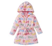 Girls Robe Hooded Dressing Gown Soft Warm Flannel Fleece Fluffy Bathrobe Kids Night Gown Plush Luxurious Comfy Cosy Perfect Loungewear Long Towelling Robe Gifts Winter Sleepwear (Pink, 3-4 Years)