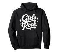 Girls Rock Retro Script Women Power Feminist Empowerment Pullover Hoodie