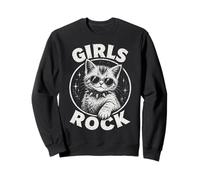 Girls Rock Rock'n Roll Girl Cool Punk Rock, Rebel Cat Kitten Sweatshirt