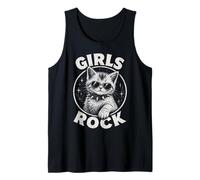 Girls Rock Rock'n Roll Girl Cool Punk Rock, Rebel Cat Kitten Tank Top