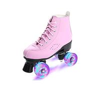 Girls Roller Skates, Quad Roller Skates for Women, 4 Wheel PU Light Up Roller Boots for Beginners Kids and Teens Adults,Light Wheel,UK 3/EU 35